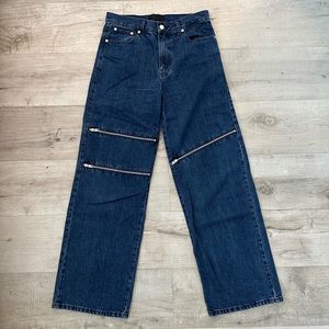 Helmut Lang Wide Leg Zipper Jeans